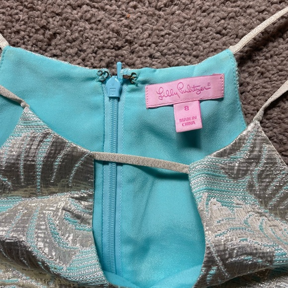 Lilly Pulitzer Aqua and Silver Backless Dress - Picture 3 of 3